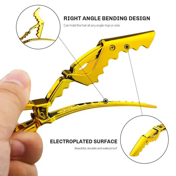 Professional Gold - Plated Crocodile Hair Clips 6pcs/pack
