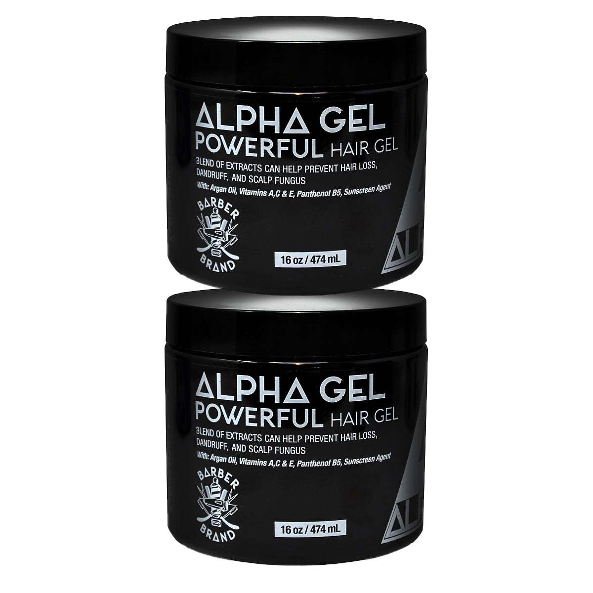 Alpha Hair Styling Gel BLACK 16 oz - 2 Pcs Firm Hold