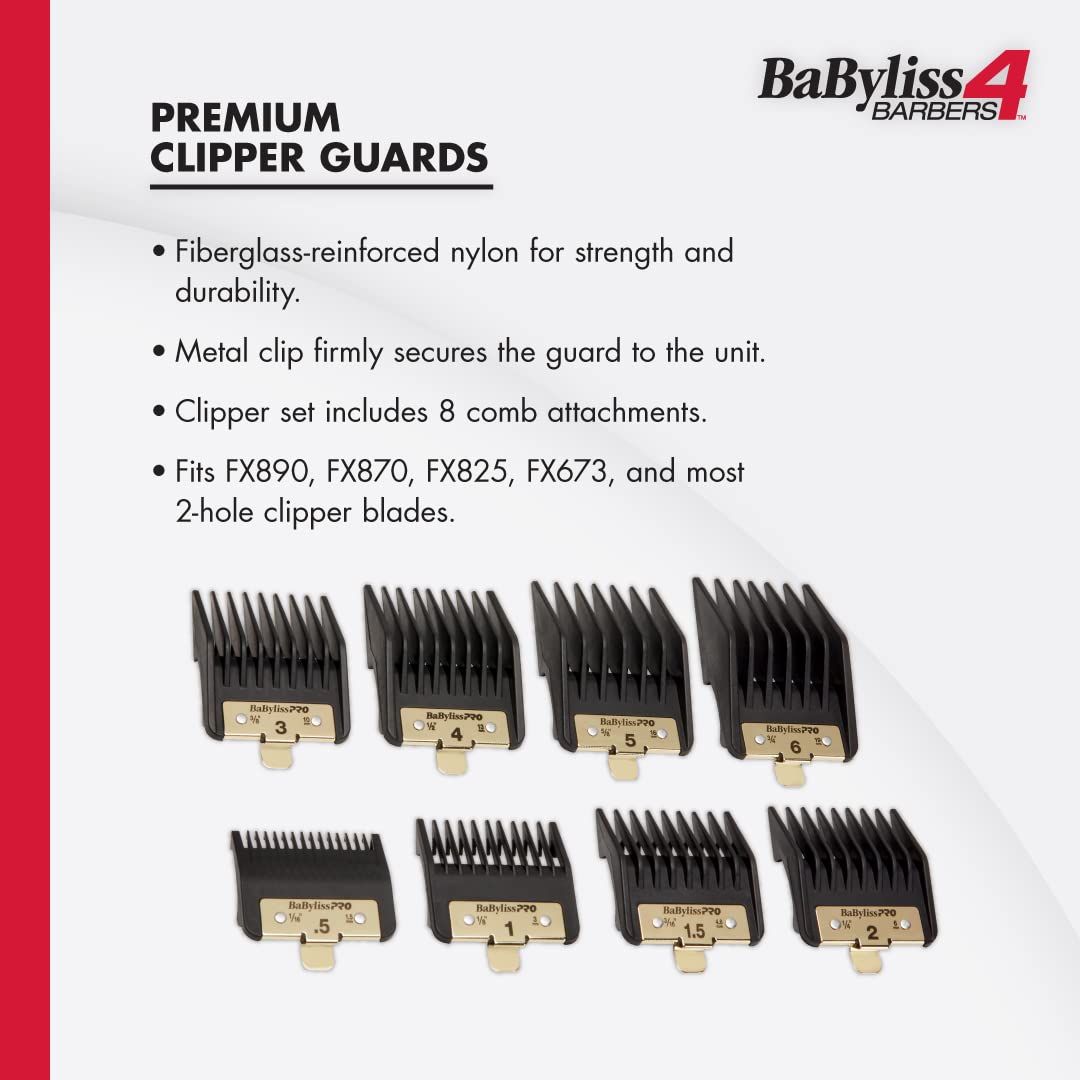 BaByliss 4 Barbers Premium Clipper Guards 8 Pcs Comb Set #FXPCG