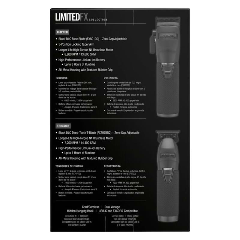 BaBylissPRO LIMITEDFX Matte Black Clipper And Trimmer Prepack FXDUOCTMB
