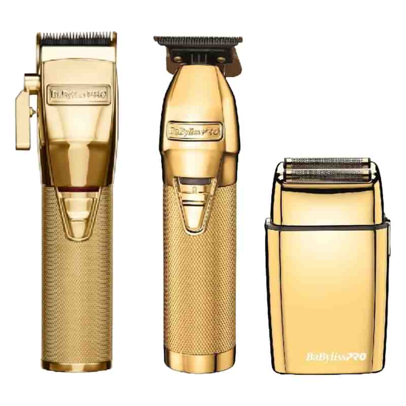BaByliss PRO GOLD FX Cord/Cordless FX870G Clipper & FX787G Skeleton Trimmer & FXFS2G Double Foil Shaver Combo Set