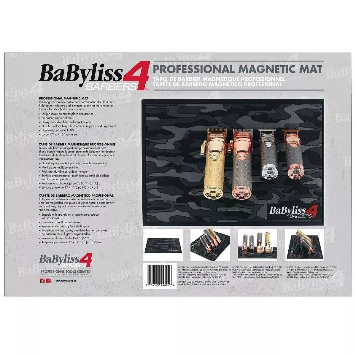BaByliss 4 BARBERS Camo Magnetic Strip Barber Mat for Clipper & Trimmers #BMAGMATB