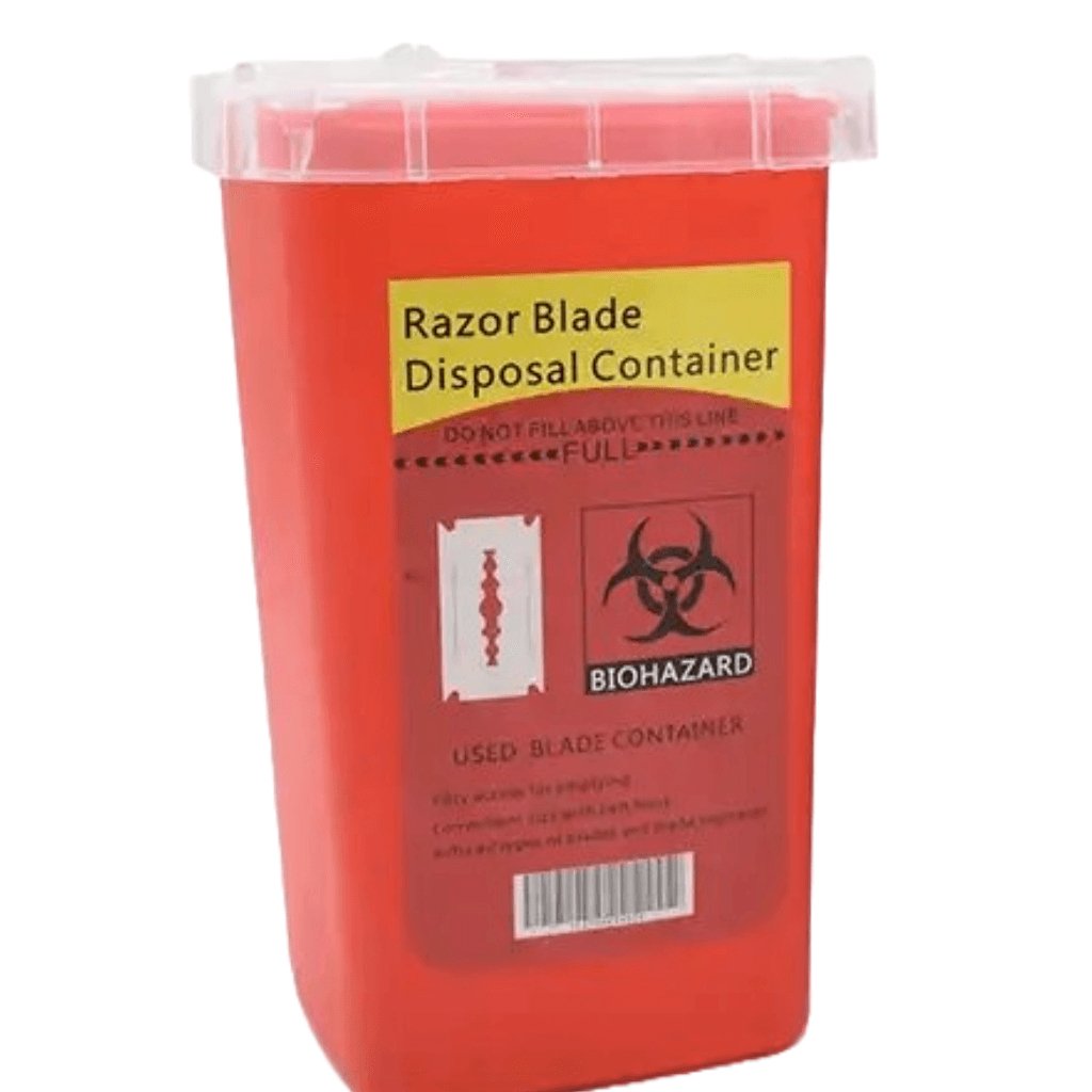 Barber Salon Disposable Razor Blade Container Trash Can (RED)