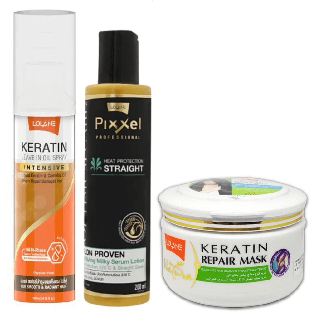 LOLANE Keratin Oil Spray, Heat Protection & Hair Repair Mask
