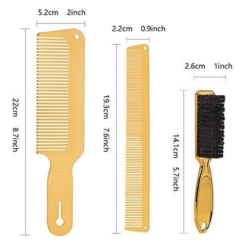 Pro Gold Metal Cutting & Clipper Comb and Fade Brush Set