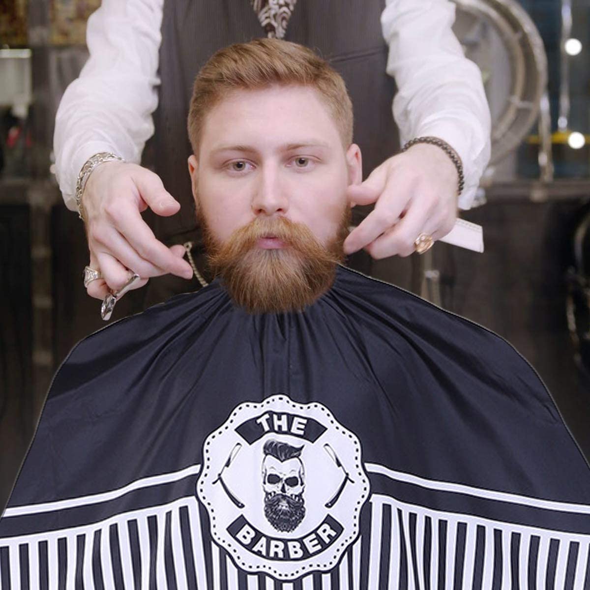 Hair Cutting Cape Large Salon Hairdressing Gown The Barber Cloth Black & White
