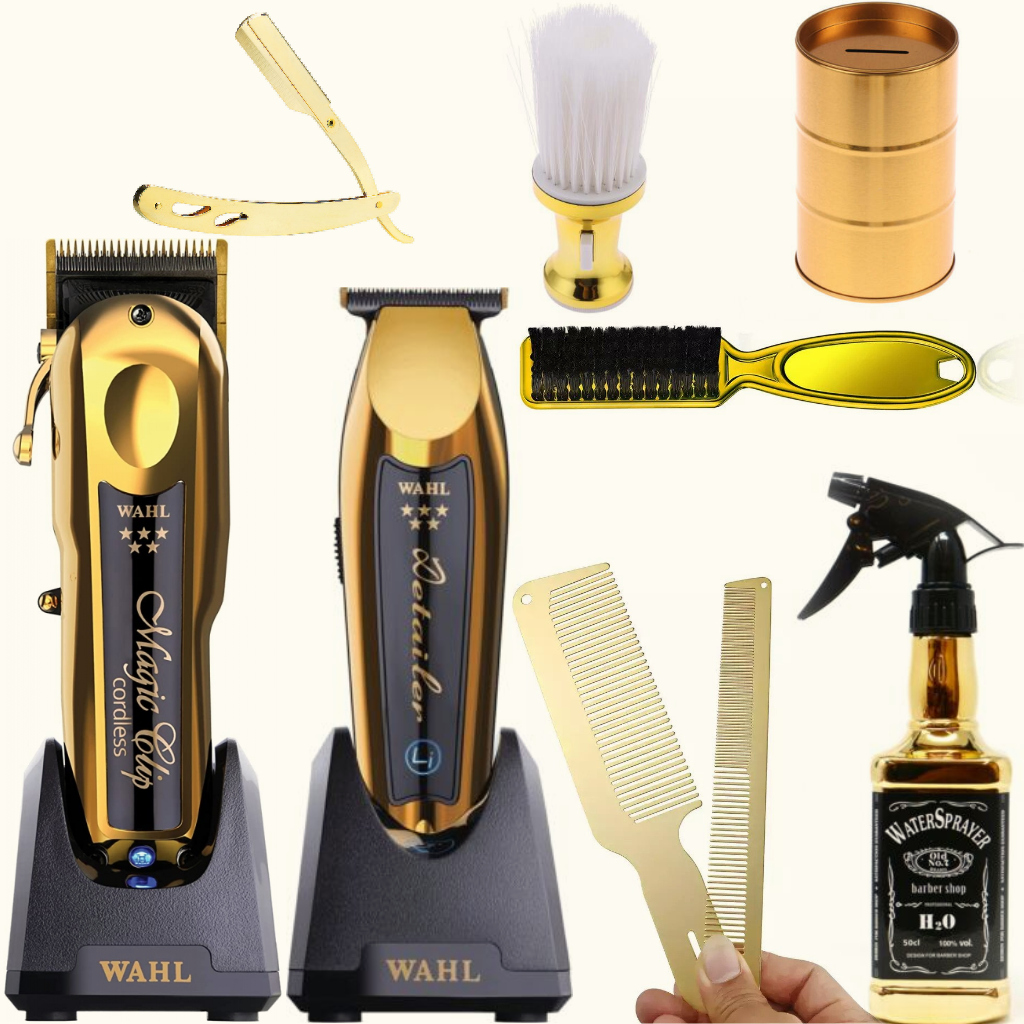 Wahl Professional 5 Star Gold Cordless Magic Clip Hair Clipper with 10