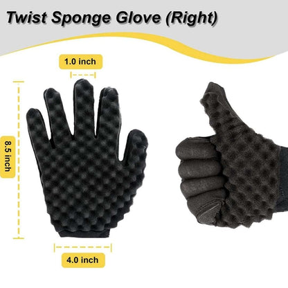 Double Side Sponge Glove Hair Twisting Curl Tool Brush - 1Pc