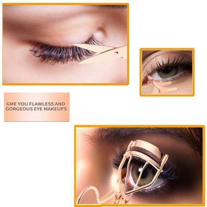 4-Pcs Eyelash Curler Kit w/ Satin Bag, Eyelash Curler, Eyelash Applicator, Eyebrow Tweezers & Eyebrow Scissor