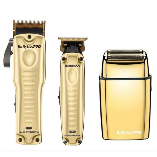 BaBylissPRO Gold LO - PROFX Clipper FX8010G & Trimmer FX707G2 & Double Foil Shaver FXFS2G Combo Set + 5 Pcs Free gift