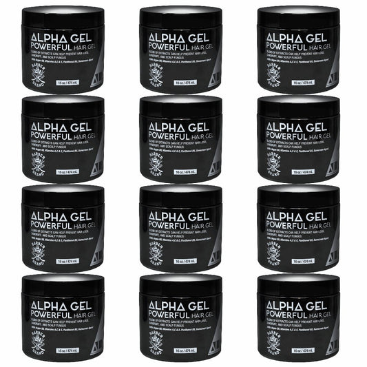 Alpha Hair Styling Gel 16oz (Black, White , Blue , Anti Gray Hair) - (12 Pcs)