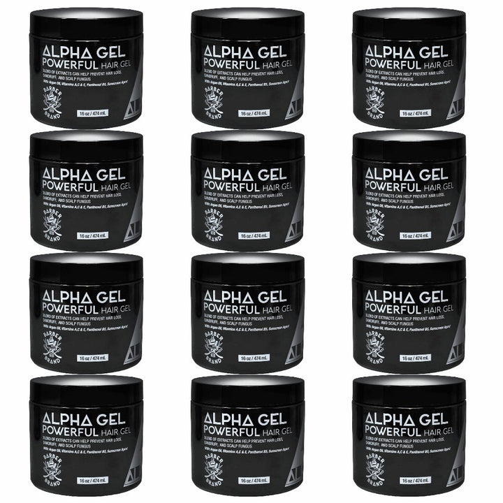 Alpha Hair Styling Gel 16oz (Black, White , Blue , Anti Gray Hair) - (12 Pcs)