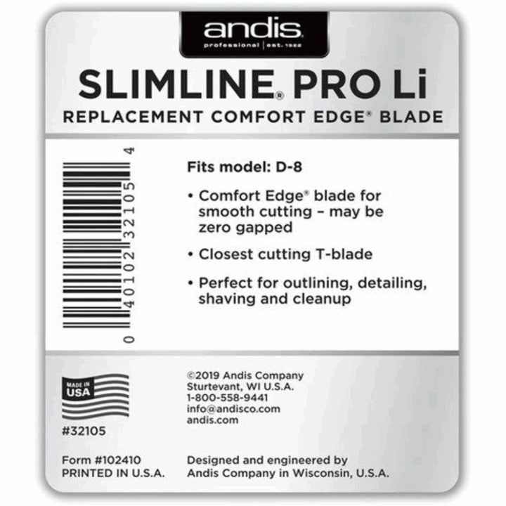 Andis Slimline Pro Close Cutting Li Trimmer Carbon - Steel T - Blade 32105