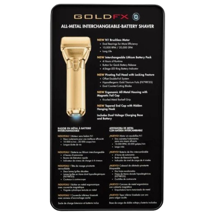 BaBylissPRO FXONE GOLDFX All - Metal Interchangeable - Battery Foil Shaver #FX79FSG