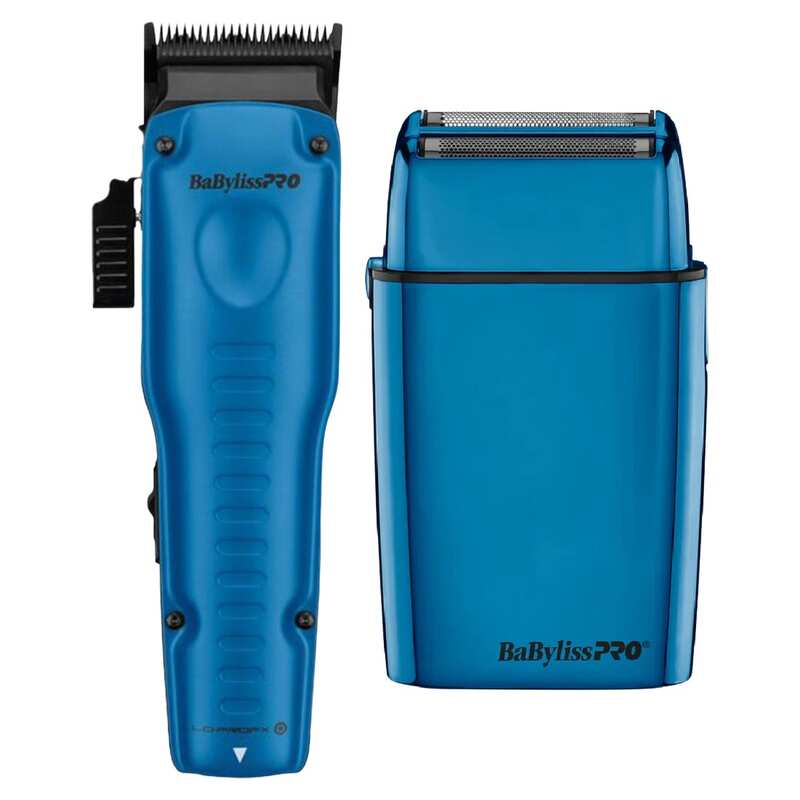 Blue BaBylissPRO Lo Pro fx hair Clipper and Foilfx02 Double shaver 