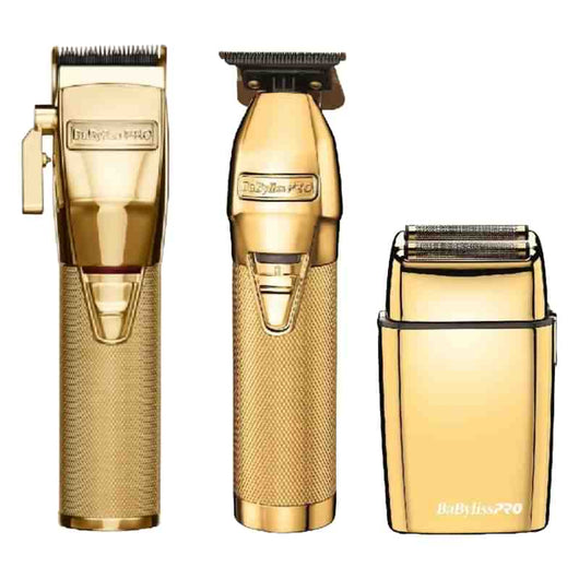 BaByliss PRO GOLD FX Cord/Cordless FX870G Clipper & FX787G Skeleton Trimmer & FXFS2G Double Foil Shaver Combo Set