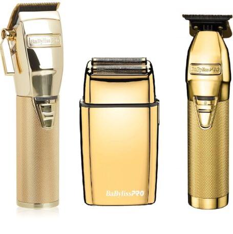 BaBylissPRO GOLDFX Cord/Cordless FX870G Clipper & FX787G Skeleton Trimmer & FXFS2G Double Foil Shaver Combo Set