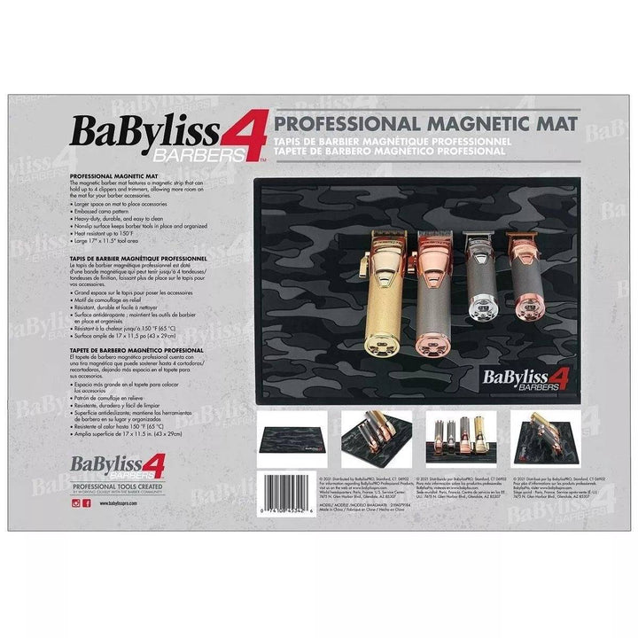 BaByliss 4 BARBERS Camo Magnetic Strip Barber Mat for Clipper & Trimmers #BMAGMATB