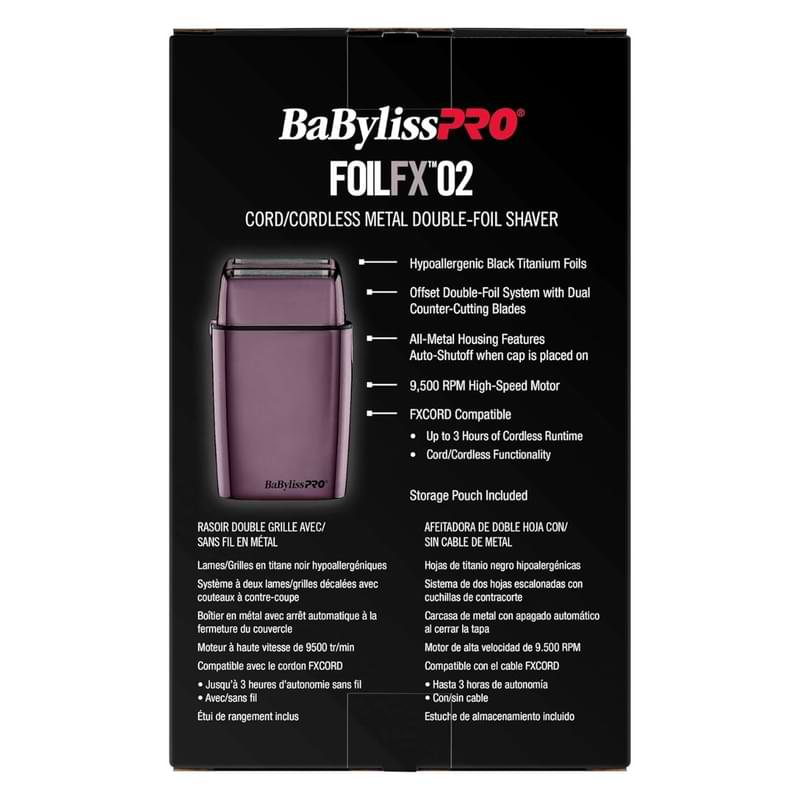 BaByliss Pro Cordless Metal Double Foil Shaver Purple FXFS2P