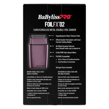 BaByliss Pro Cordless Metal Double Foil Shaver Purple FXFS2P