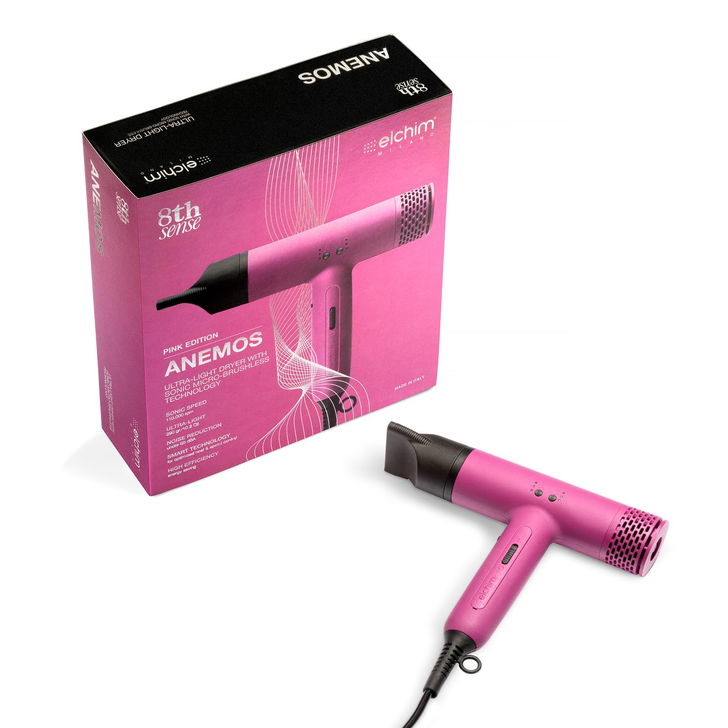 Elchim 8th Sense Anemos Pro Ultra Light Hair Blow Dryer Pink