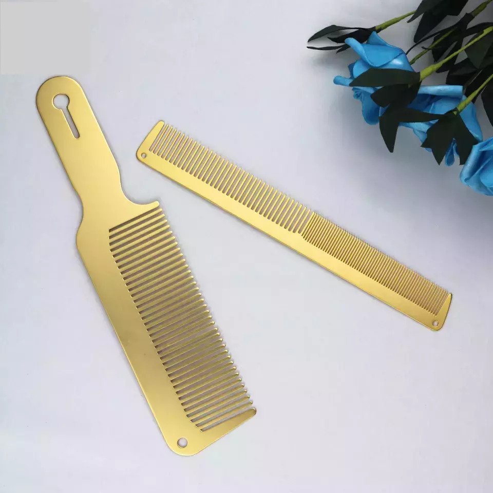 Pro Gold Metal Cutting & Clipper Comb and Fade Brush Set