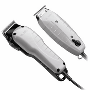 Andis Barber Combo Clipper & Trimmer #66615 & Cordless Titanium Profoil Shaver TS-2 #17200 + Water Spray + Fade Brush + Neck Duster + Straight Edge Razor Combo Set