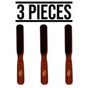 3 Pcs Dark Stag professional Fade Brush wood Soft Bristles Barber Salon Beard Brush