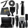 Professional Andis Black Combo Set, Andis Styling Combo Clipper & Trimmer Black #66280 & Cordless Titanium Foil Shaver TS-2 #17200, Hair Spray, Barber Mat, Flat Top Comb , Fade Brush, Straight Razor, Neck Duster, Barber Suitcase, Wire Protector