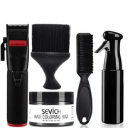 BaBylissPRO Influencer Collection Black Metal Clipper, Neck Duster, Water Spray, Fade Brush, Hair Color Wax Combo Set