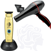 Stylecraft Saber Trimmer Gold #SC405G & Allen J. 2600 Apache Nano Tech Hair Blow Dryer Lightweight Salon 2100W Combo Set