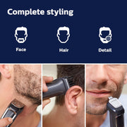 Philips Norelco Multigroom All-in-One Trimmer Series 3000, 13 Piece Men's Grooming Kit, for Beard, Face, Nose, and Ear Hair Trimmer and Hair Clipper, NO Blade Oil Needed, MG3750/60