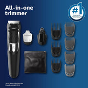 Philips Norelco Multigroom All-in-One Trimmer Series 3000, 13 Piece Men's Grooming Kit, for Beard, Face, Nose, and Ear Hair Trimmer and Hair Clipper, NO Blade Oil Needed, MG3750/60