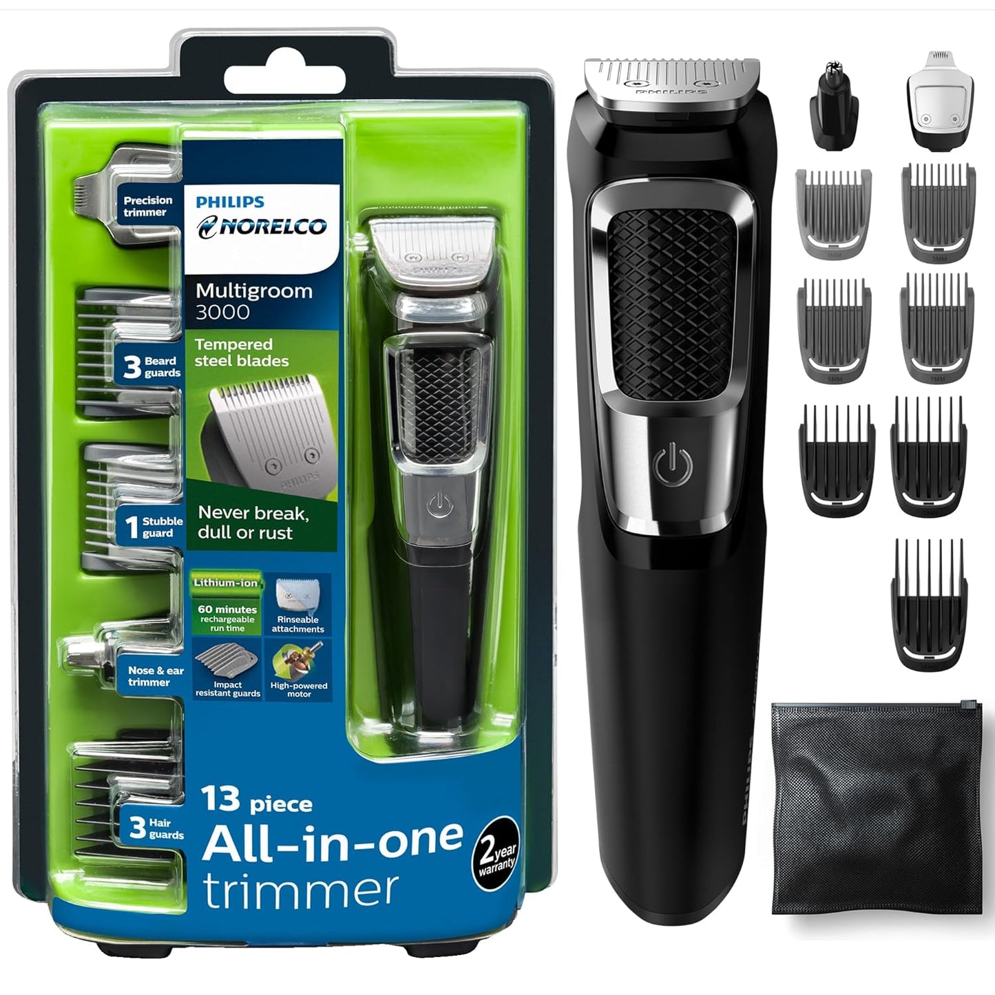Philips Norelco Multigroom All - in - One Trimmer Series 3000, 13 Piece Men's Grooming Kit