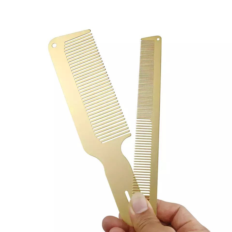 Pro Gold Metal Cutting & Clipper Comb and Fade Brush Set