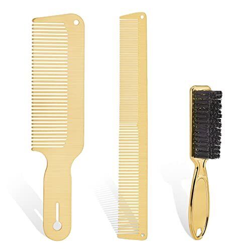 Pro Gold Metal Cutting & Clipper Comb and Fade Brush Set