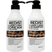 PROFESSIONAL REDIST Hair Care Shampoo OR Hair Care Cream (Conditioner) OR Both with Naturally Milk & Run Honey 17 oz