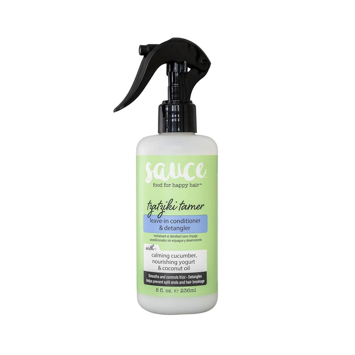 SAUCE BEAUTY Leave In Conditioner & Detangler Spray (8 Fl Oz) Tzatziki Leave In Conditioner for Curly, Oily & Damaged Hair