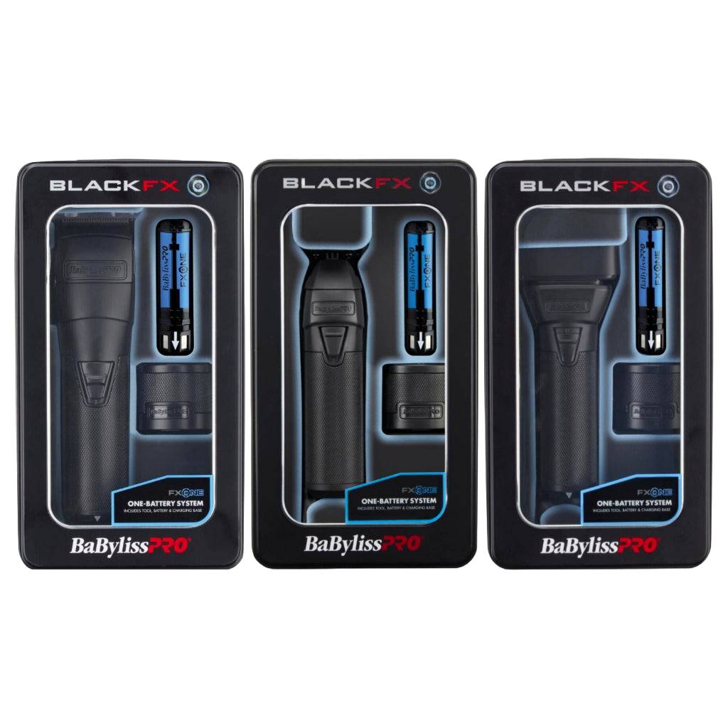 BaBylissPRO Fxone Black FX Bundle Set, Clipper FX899MB & Trimmer FX799MB & Shaver FX79FSMB Combo Set