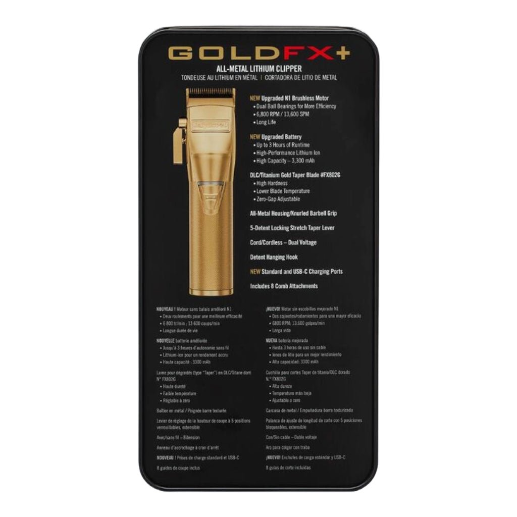 BaBylissPRO GOLDFX+ All - Metal Lithium Clipper #FX870NG