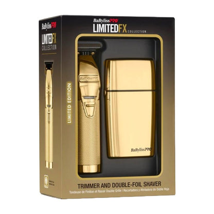 BaBylissPRO LimitedFX Gold Trimmer & Double Foil Shaver Gift Set FXDUOFS2TG