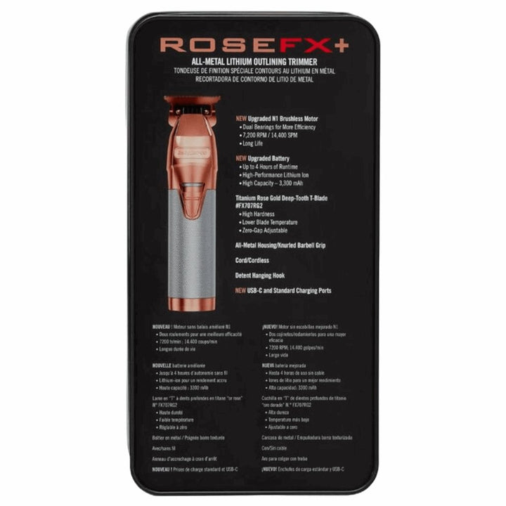 BaBylissPRO Barberology ROSEFX+ All - metal Lithium Outlining Trimmer #FX787NRG