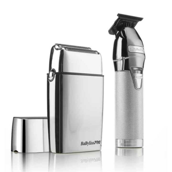 BaByliss Trimmer Set, Limited Edition Silver Trimmer & Double-Foil Shaver Value Pack FXDUOFS2TS