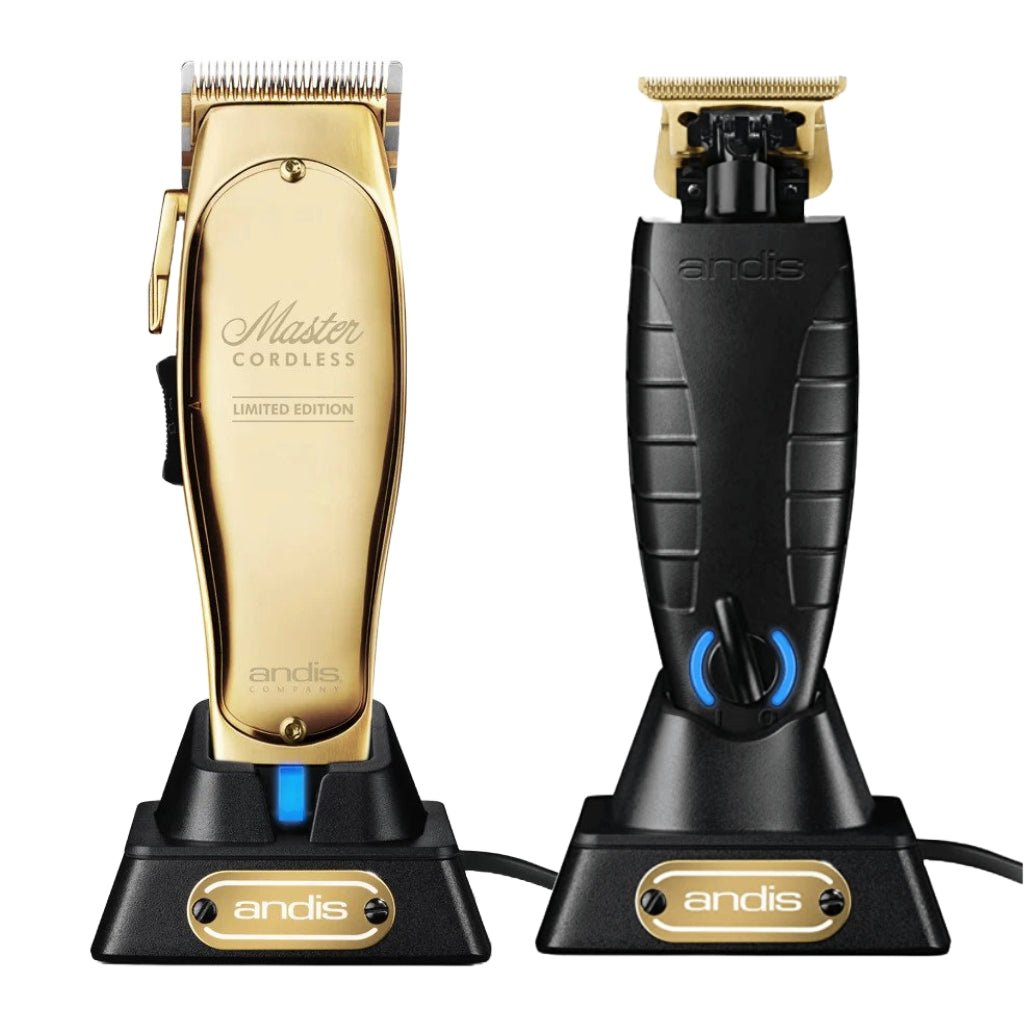 Andis Master Cordless Limited Gold Edition Clipper #12540 & GTX_EXO Cordless Trimmer #74100, #74150