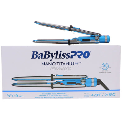 BaBylissPRO Nano Prima 2000 3/4" Stainless Steel Mini Iron 420°F #BNT2000UC