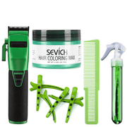 BaBylissPRO Influencer Collection Green Metal Clipper, Flat Top Clipper Comb, Thin Water Spray, Anktz Premium Hair Clips, Hair Color Wax Combo Set