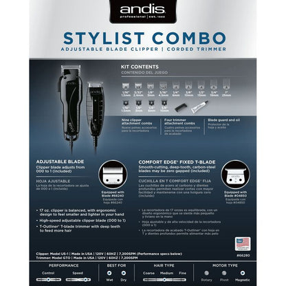 Andis Stylist Combo, reSURGE Shaver & Black Essential Set