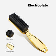 Professional Metal Styling Cutting Comb and Flat Top Clipper Comb Set Gold Color + Fade Brush