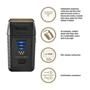 Wahl Professional 5 Star Barber Combo Model No 8180 & Cord/Cordless Vanish Double Foil Shaver #8173-700, Fade Brush, Water Spray, Flat Top Retro Comb, Straight Edge Razor, Neck Duster, Barber Mat, Wire Protector Combo Set