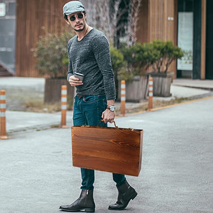Premium Wooden Barber Carrying Case – Brown